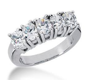 Picture of Harry Chad Enterprises 40604 14K White Gold Jewelry 2.5 Carat Prong Oval Cut Diamond 5 Stone Oval Diamond Band