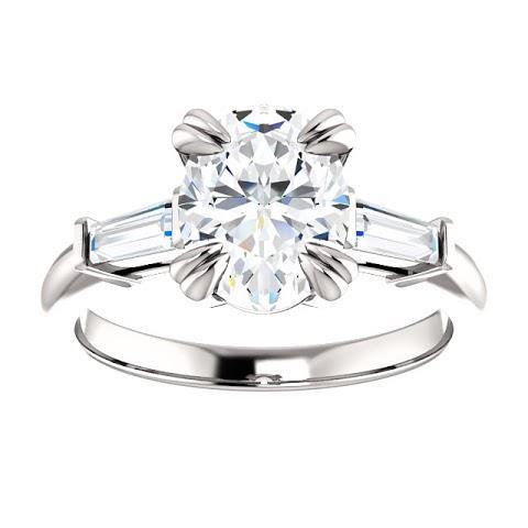 Picture of Harry Chad Enterprises 41648 1.2 Carat Oval Center Diamond Three Stone Ring - 14K White Gold