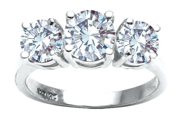 Picture of Harry Chad Enterprises 41363 1 Carat Round Three Stone Diamond Ring