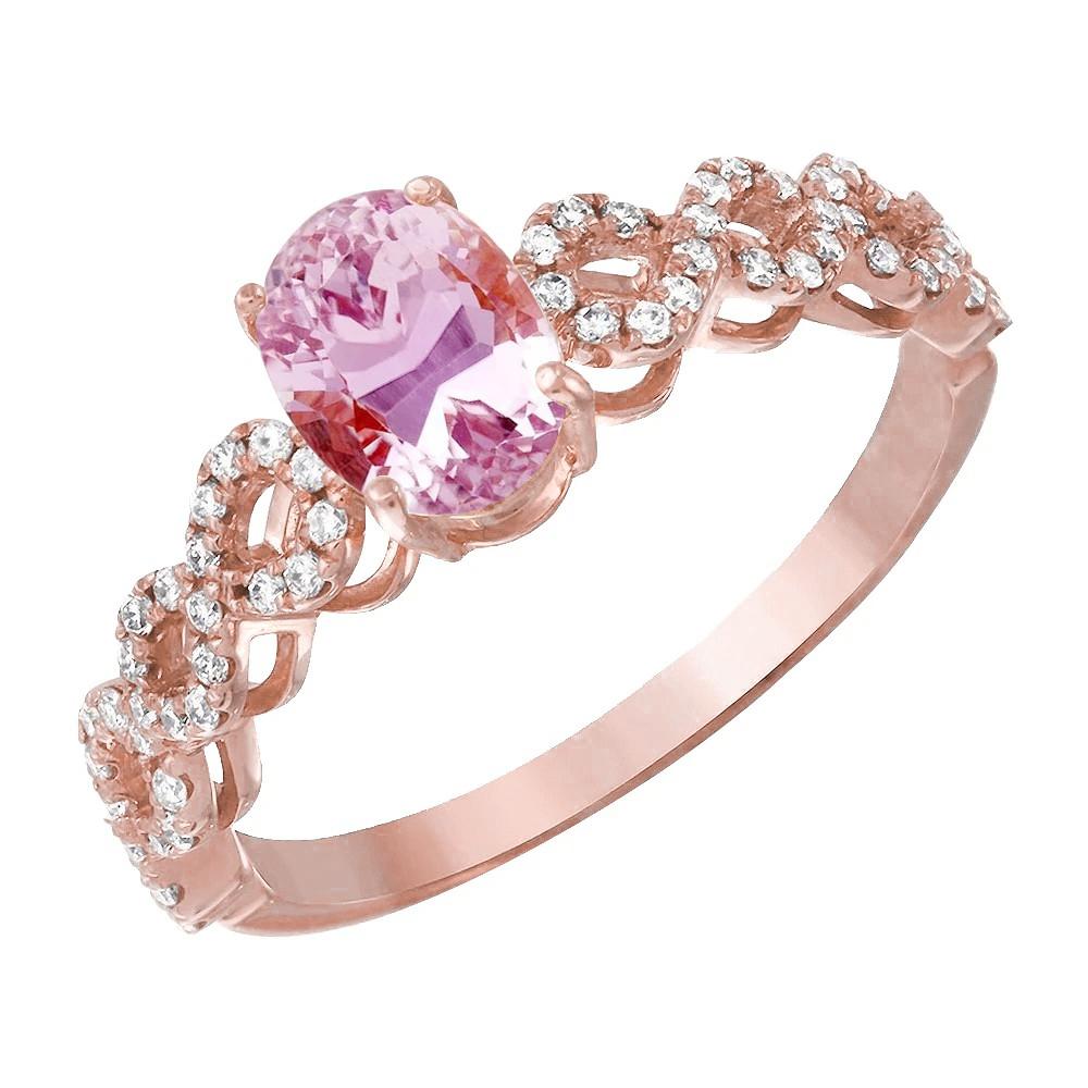28466 Oval Kunzite 14.75 CT Diamonds Fancy Ring, 14K Rose Gold - Size 6.5