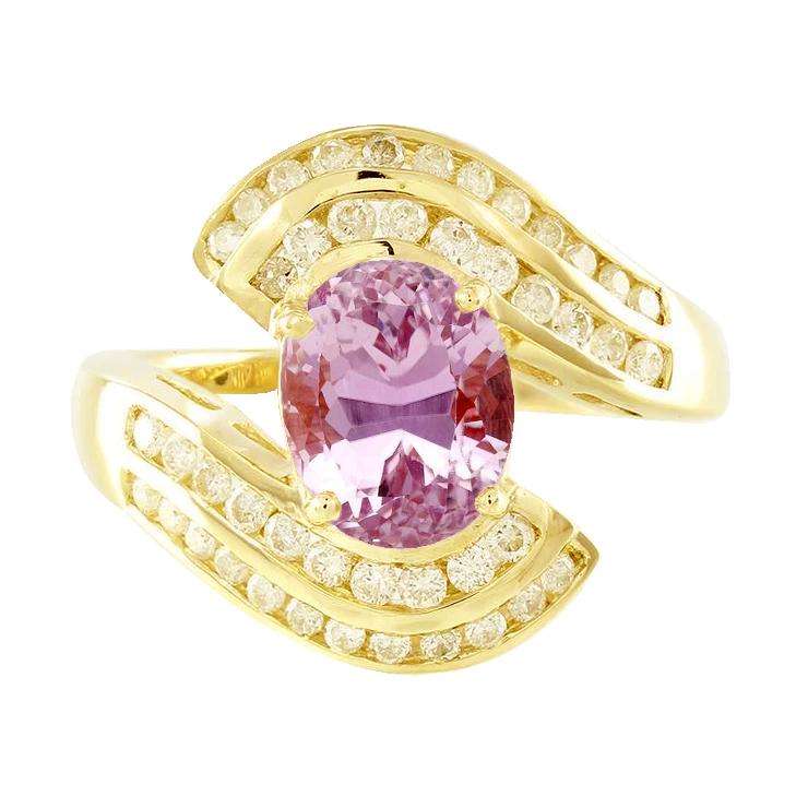 Picture of Harry Chad Enterprises 28489 15 CT Pink Kunzite Fancy Diamond Ring&#44; 14K Yellow Gold - Size 6.5