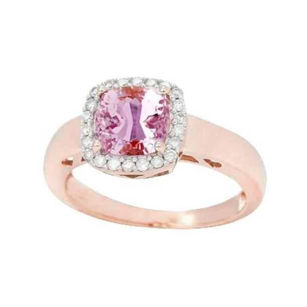 Picture of Harry Chad Enterprises 28504 18.75 CT 14K Rose Gold Halo Pink Kunzite Diamonds Ring&#44; Size 6.5
