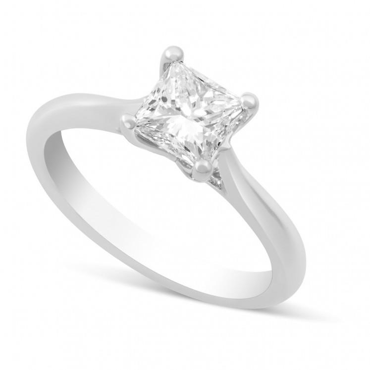 Picture of Harry Chad Enterprises 28668 Princess Cut Solitaire 2.25 CT Diamond Ring&#44; 14K White Gold - Size 6.5