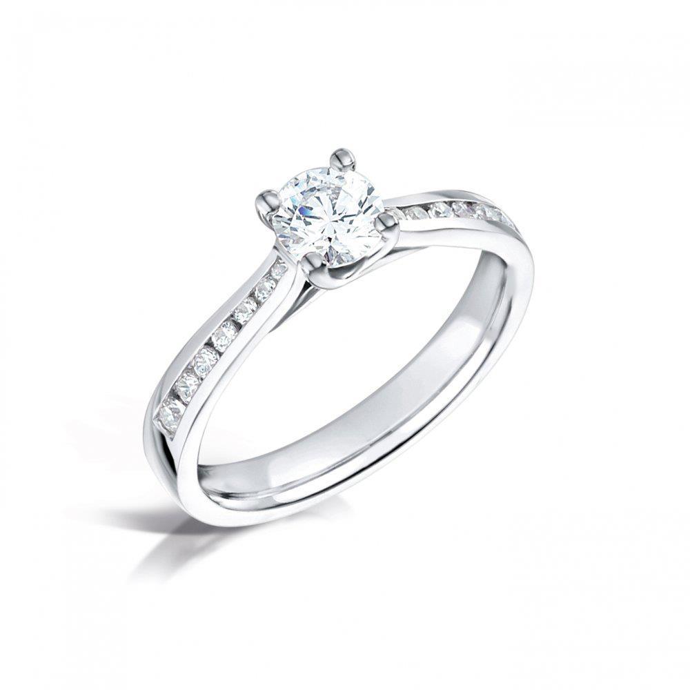 Picture of Harry Chad Enterprises 28675 14K White Gold 2.20 CT Diamond Solitaire Ring with Accents&#44; Size 6.5