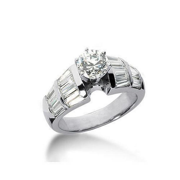 Picture of Harry Chad Enterprises 2870 3.01 CT Diamond Solitaire Ring with Accents&#44; White Gold - Size 6.5