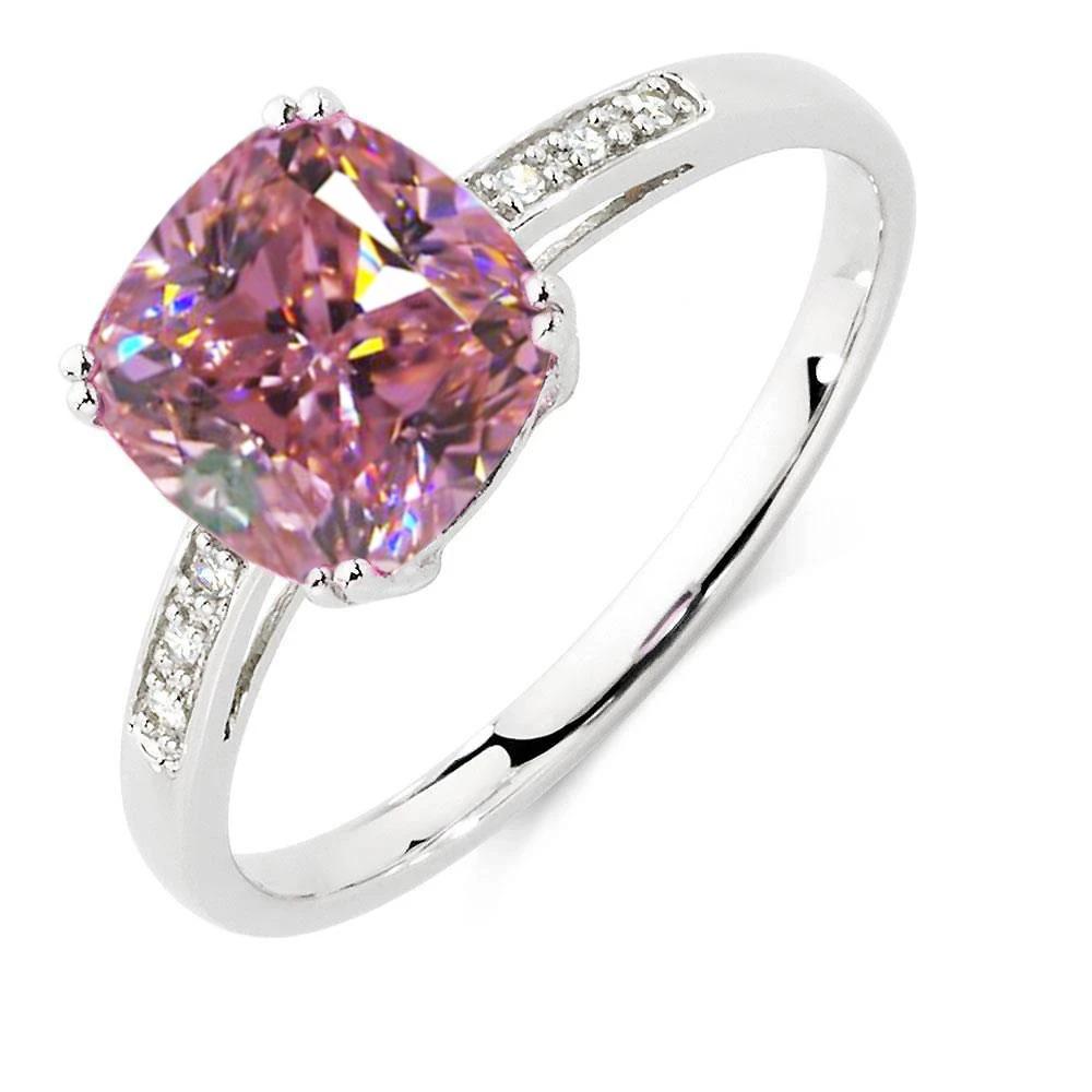 28787 2.25 CT Pink Sapphire & Diamond Ring, 14K White Gold - Size 6.5