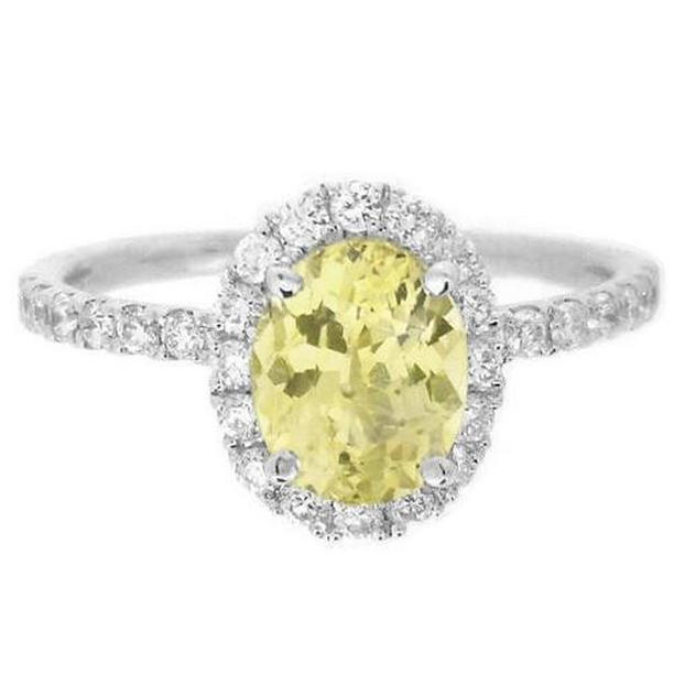 Picture of Harry Chad Enterprises 28858 5 CT Oval & Round Cut Yellow Sapphire Diamond Ring&#44; 14K White Gold - Size 6.5