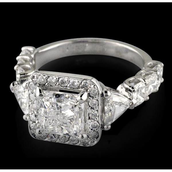 342 2.50 CT Princess Diamond Anniversary Ring, 14K White Gold - Size 6.5