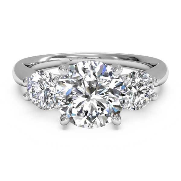 39111 2 CT Round Three Stone Diamond Engagement Ring, 14K White Gold - Size 6.5