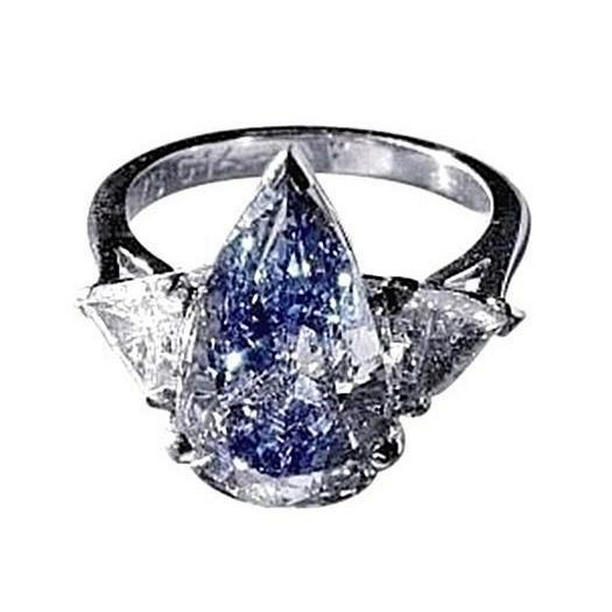 Picture of Harry Chad Enterprises 39150 2.70 CT Blue & White Diamonds Gold Three Stone Anniversary Ring&#44; Size 6.5