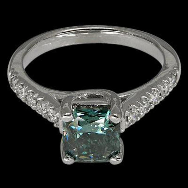 1.25 CT Radiant & Round Diamond Engagement Ring, White Gold - Size 6.5
