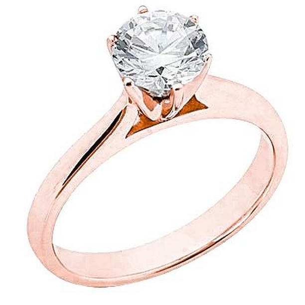 Picture of Harry Chad Enterprises 3929 Diamond 1.51 CT Solitaire Engagement Ring, 14K Rose Gold - Size 6.5