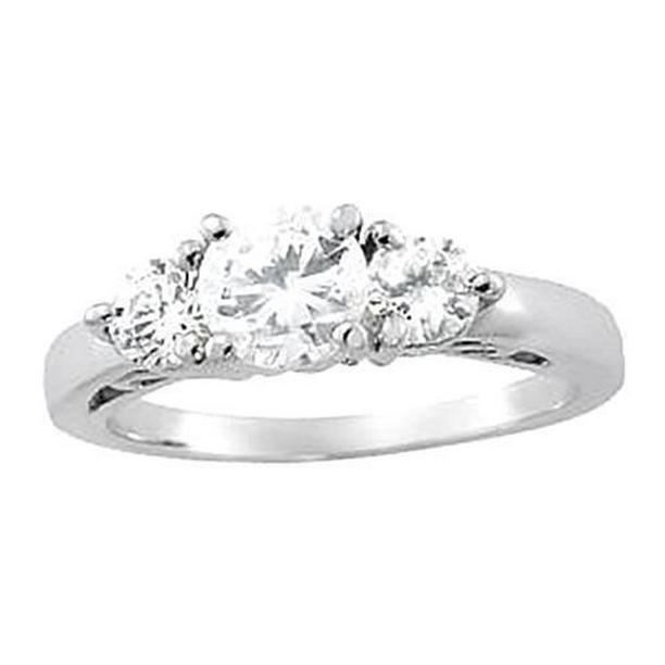 39391 1.15 CT Diamond Three Stone Ring, 14K White Gold - Size 6.5