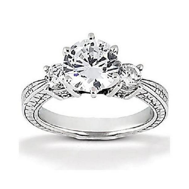 394 1.50 CT Diamond Three Stone Gold Engagement Ring, Size 6.5