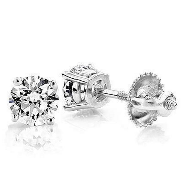 1 CT Round Diamond Prong Set Lady Stud Earrings