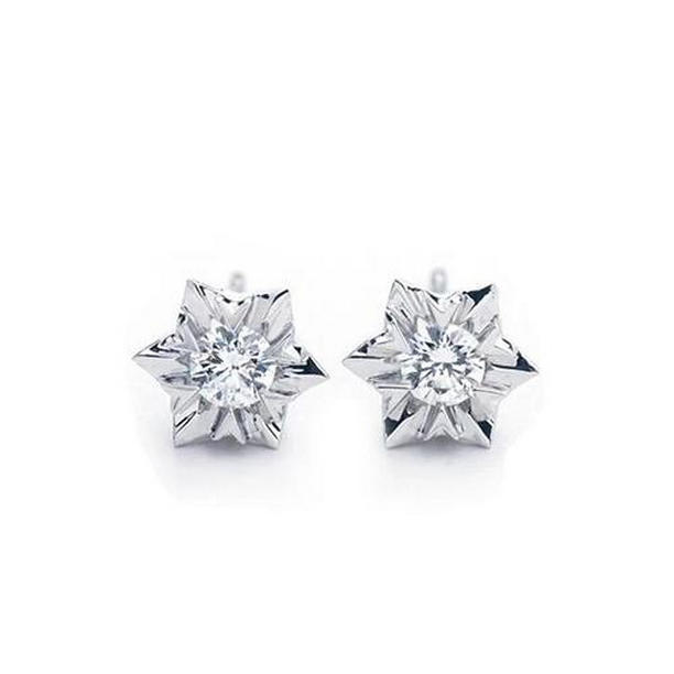 41208 1 CT Round Brilliant Cut Diamond Stud Earrings, 14K White Gold