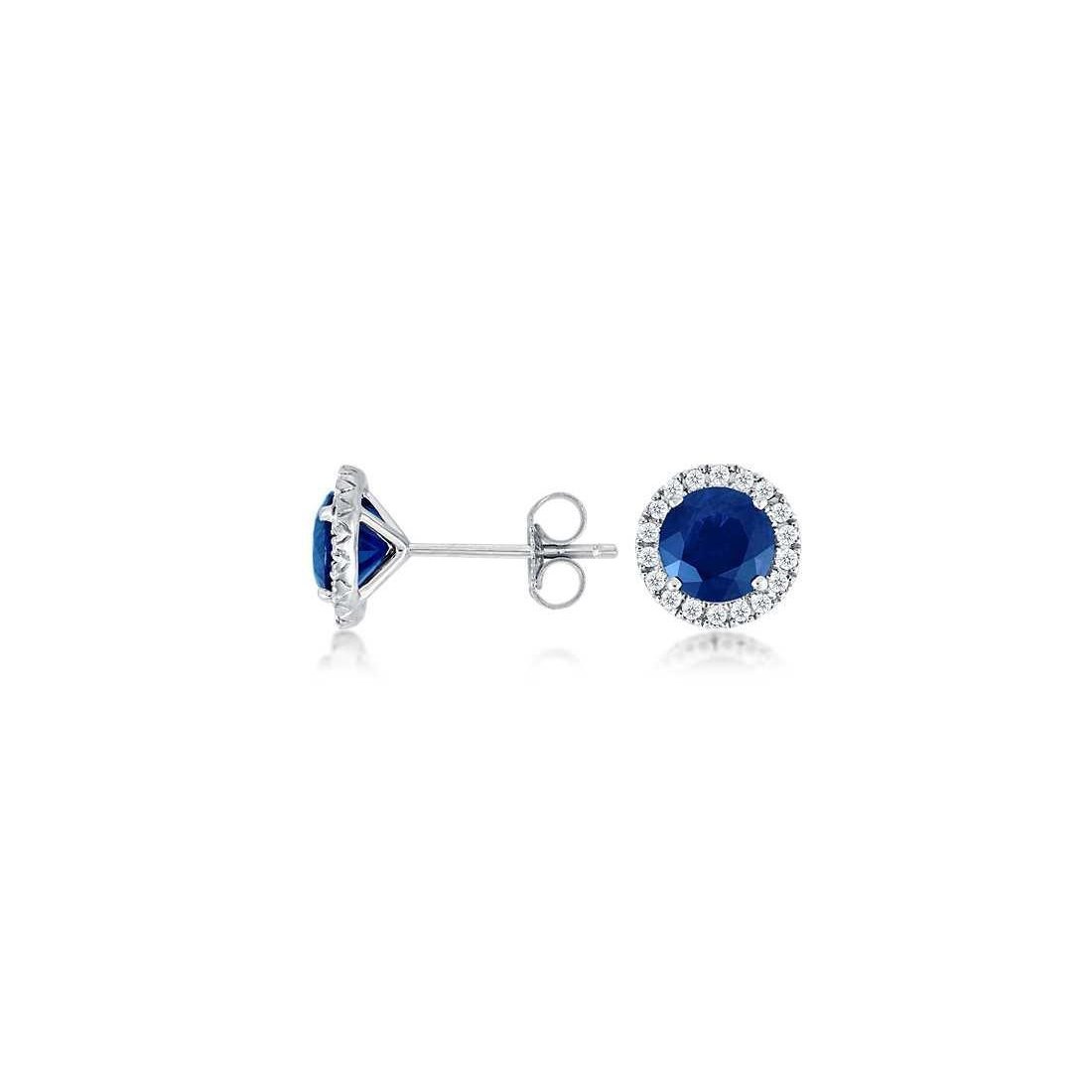 Picture of Harry Chad Enterprises 41233 2.96 CT Sri Lankan Sapphire Diamond Stud Earrings