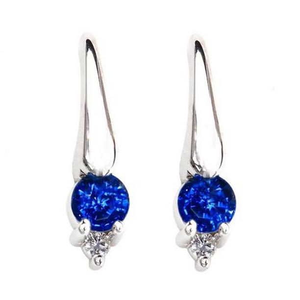 Picture of Harry Chad Enterprises 41261 2.40 CT Ceylon Sapphire & Diamond Womens Stud Earring