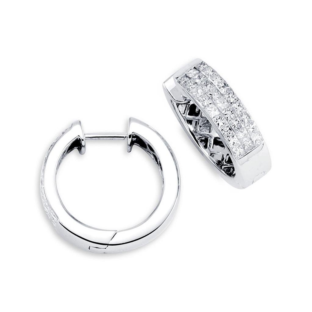 2.7 CT Princess Cut Diamond Womens Hoop Earrings