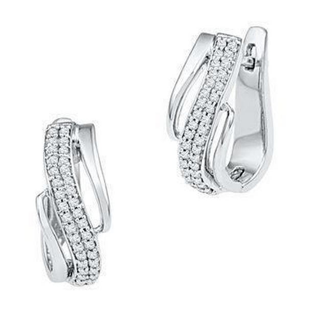 2 CT Brilliant Cut Diamond Hoop Earrings, 14K White Gold