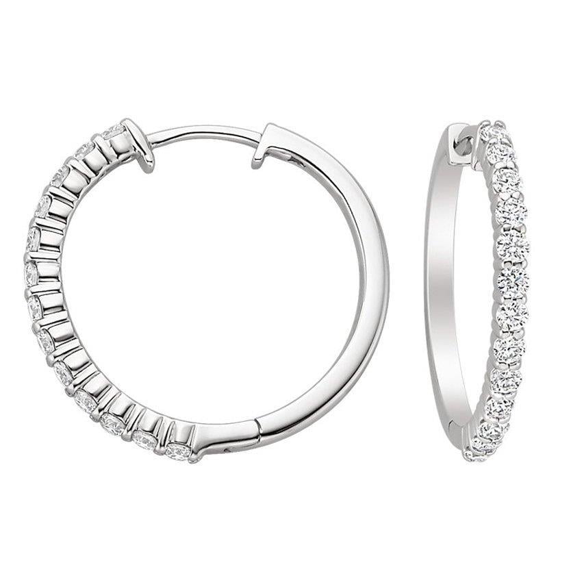 18 CT Sparkling Round Diamond Ladies Hoop Earring