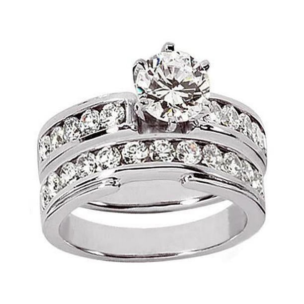 4132 2.11 CT Diamond Set Engagement Fancy Ring, White Gold - Size 6.5