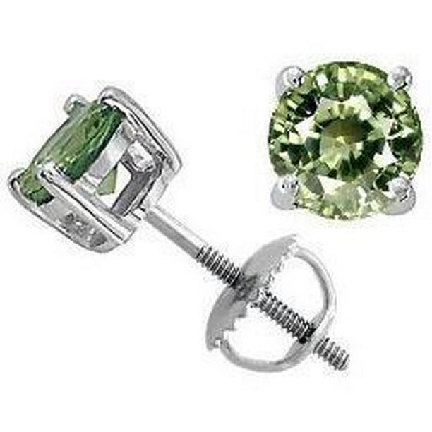 Picture of Harry Chad Enterprises 42404 6 CT Solitaire Round Green Sapphire Earring&#44; 14K White Gold