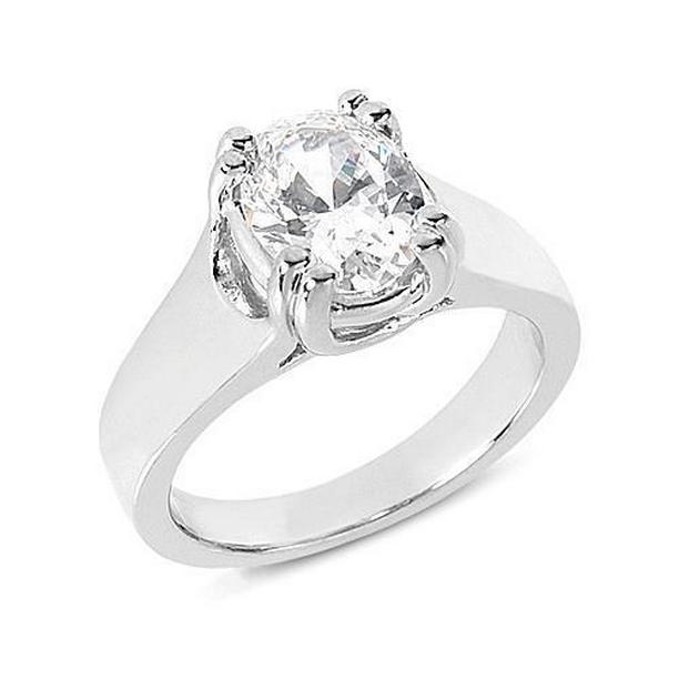 49566 1.51 CT Oval Cut Diamond Solitaire Ring, White Gold - Size 6.5
