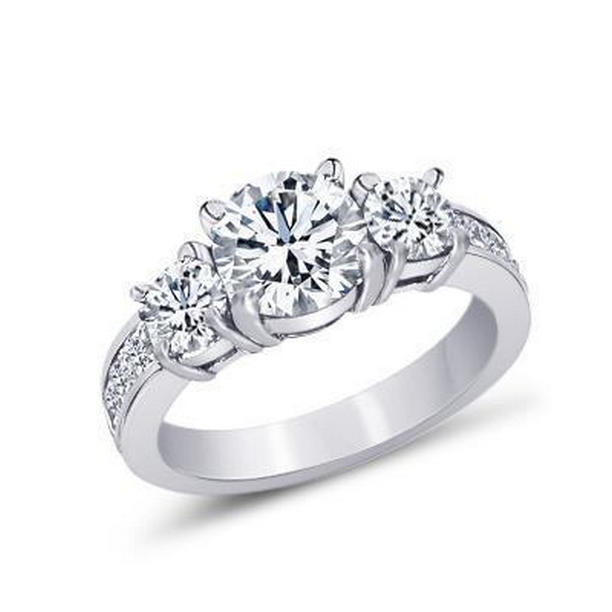 Picture of Harry Chad Enterprises 50709 2.11 CT Three Stone Style Round & Princess Diamond Engagement Ring&#44; Size 6.5
