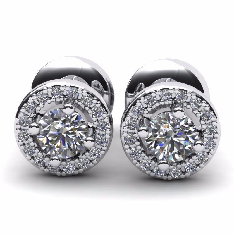 50710 2.32 CT Diamonds Round Cut Diamonds Halo Stud Earrings, White Gold