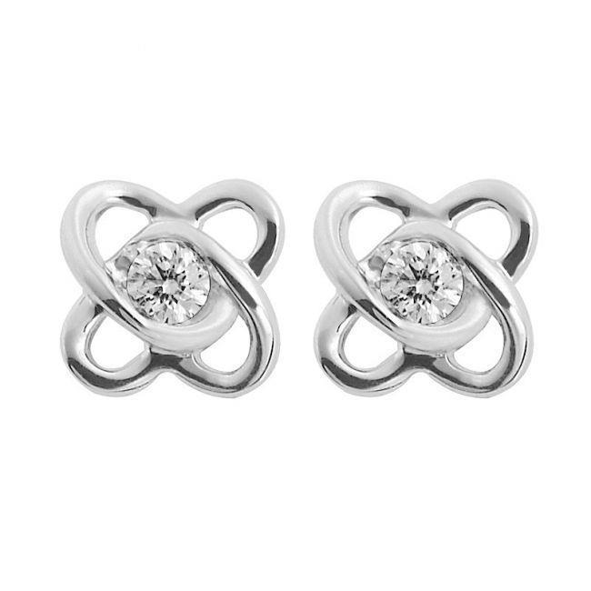 50714 2 CT Round Cut Diamonds Intertwined Hearts Stud Earrings