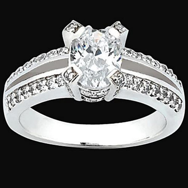 Picture of Harry Chad Enterprises 50725 1.51 CT Oval & Round Engagement Pave Set Diamond Ring&#44; Size 6.5