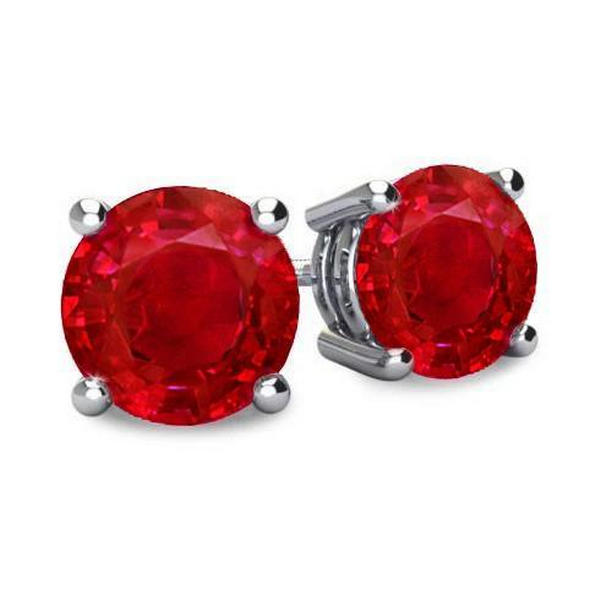 Picture of Harry Chad Enterprises 50748 11 CT Prong Set Round Cut Red Ruby Lady Stud Earrings