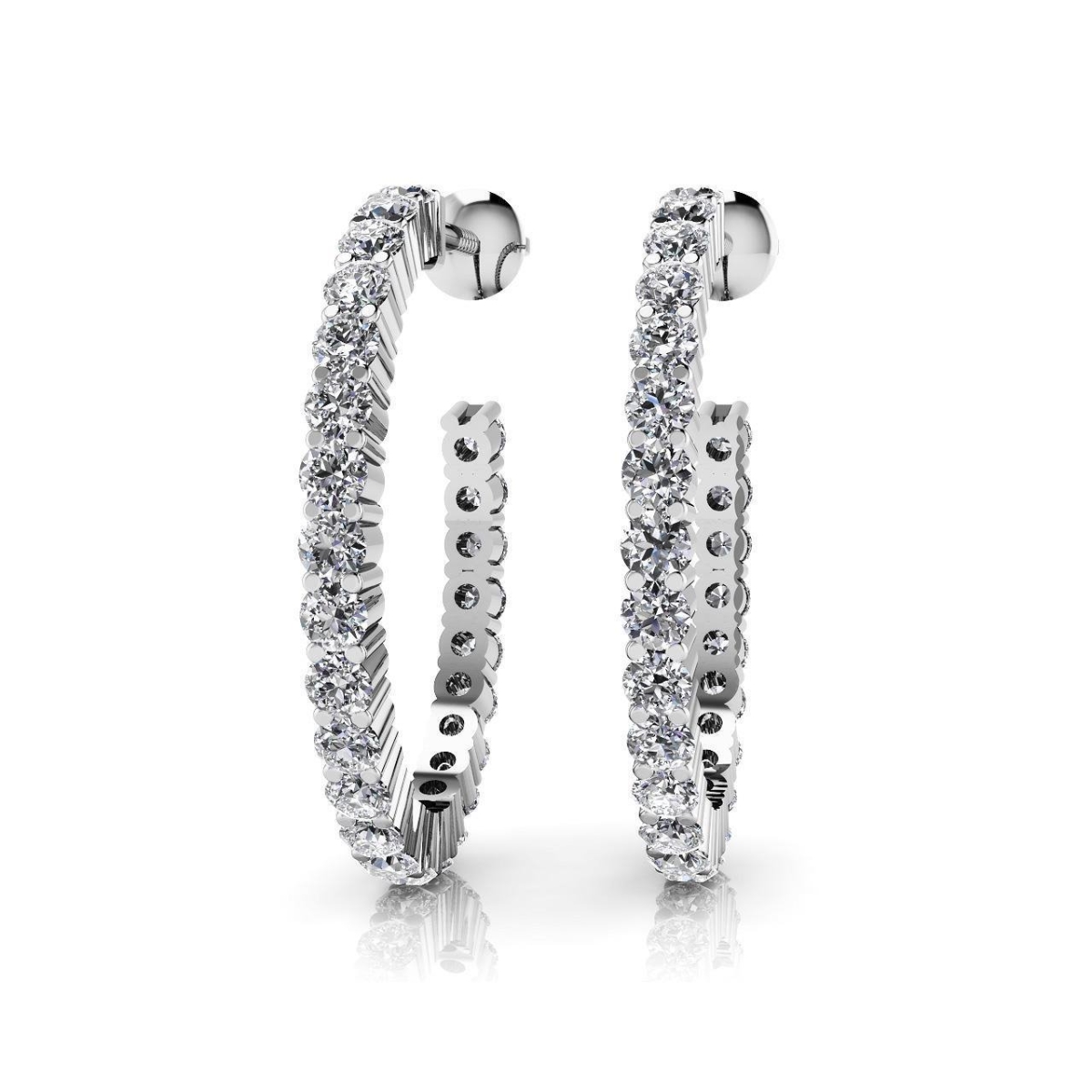3 CT Round Cut Diamonds Row Hoop Womens Earrings