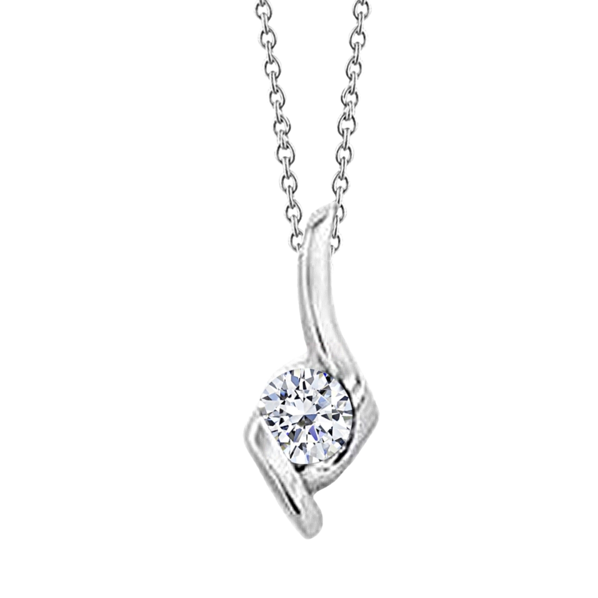 Picture of Harry Chad Enterprises 50775 1.50 CT Solitaire Round Diamond Pendant Necklace&#44; White Gold