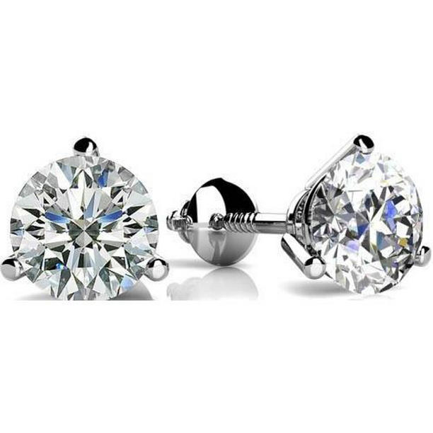52526 2 CT Round 14K White Gold Prong Setting Diamond Stud Earring