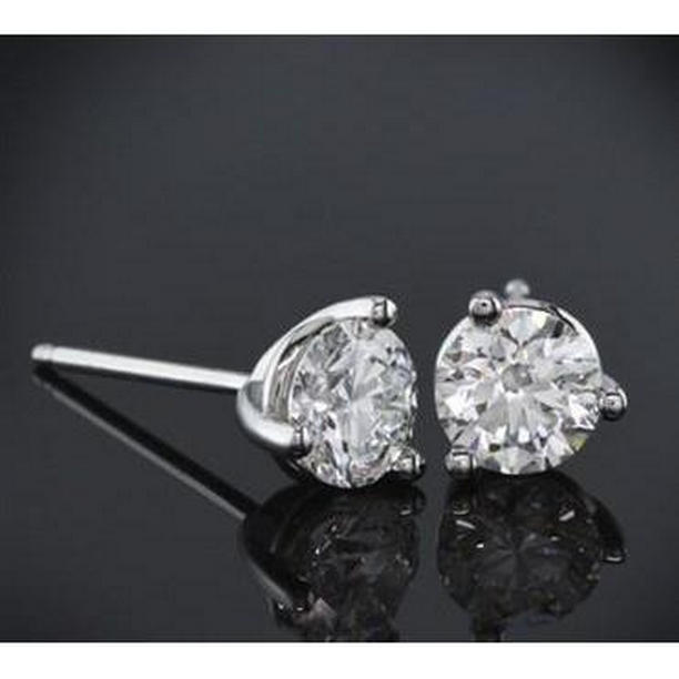 1.30 CT Round Diamond Stud Earring, 14K White Gold