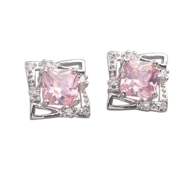 White Gold Cushion Kunzite with Diamonds 11.60 CT Stud Earrings