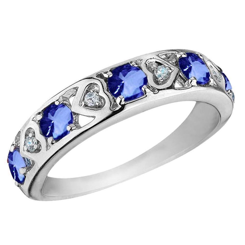 4 CT Round Tanzanite Diamonds Eternity Band, 14K White Gold - Size 6.5