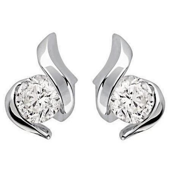 52781 Diamonds 2.00 CT Bezel Set Round Cut Stud Earrings, 14K White Gold -  Harry Chad Enterprises