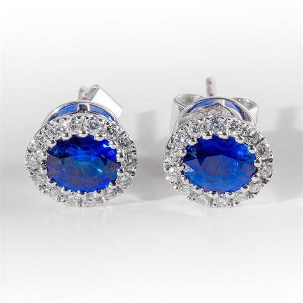 2.60 CT Ceylon Blue Sapphire Diamond Womens Earring, White Gold