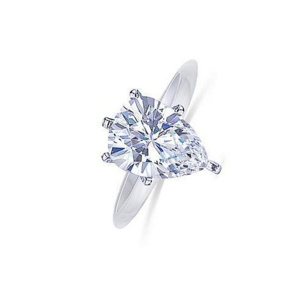 55142 Solitaire 1.50 CT Pear Diamond Engagement Ring, 14K White Gold - Size 6.5