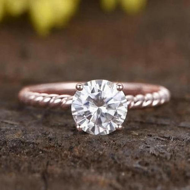 Picture of Harry Chad Enterprises 55193 Solitaire Round 1.50 CT Diamond Engagement Ring, 14K Rose Gold - Size 6.5