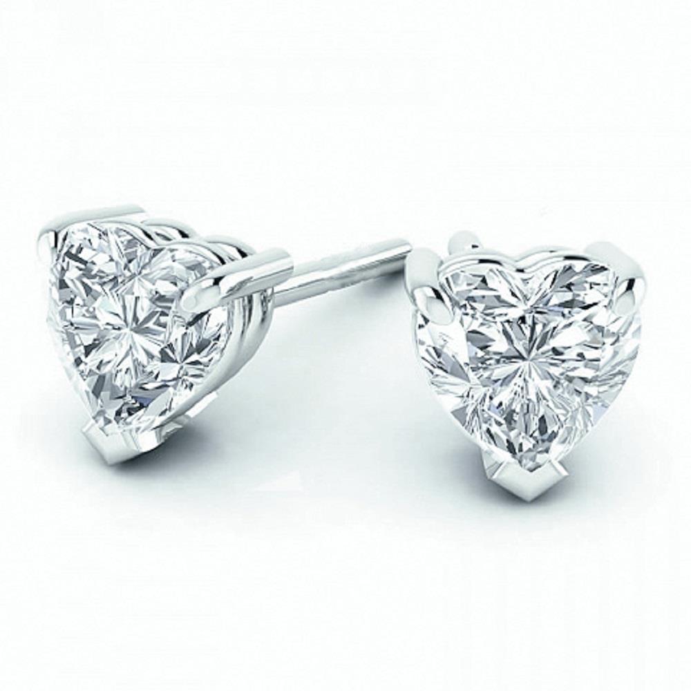 55195 2 CT Heart Cut Diamond Womens Solid White Gold Stud Earring