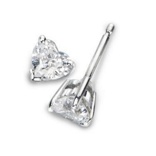 55232 1.5 CT Heart Cut Diamond Solid Stud Earrings, 14K White Gold