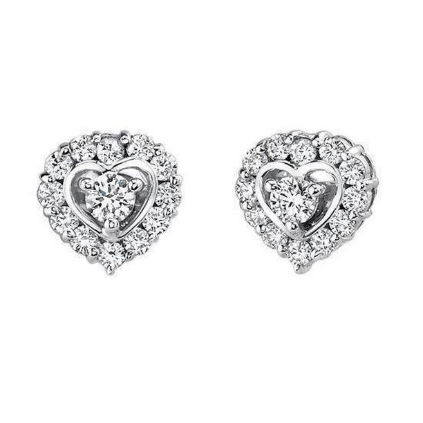 55331 Heart Shape Removable Jackets 4.10 CT Round Diamond Halo Stud Earrings