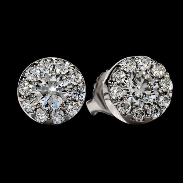 55348 2.90 CT Diamond Halo Stud Earrings, White Gold