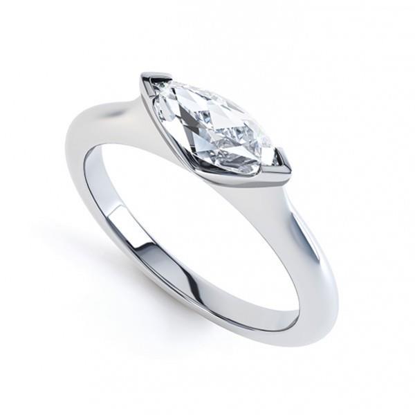 Picture of Harry Chad Enterprises 55371 1.25 CT Bezel Set Marquise Cut Diamond Wedding Ring, Size 6.5