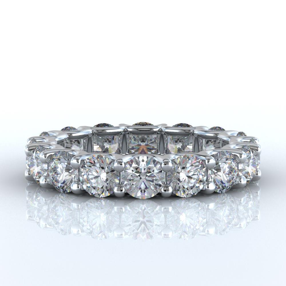 4.80 CT Round Diamond Eternity Wedding Band, 14K White Gold - Size 6.5