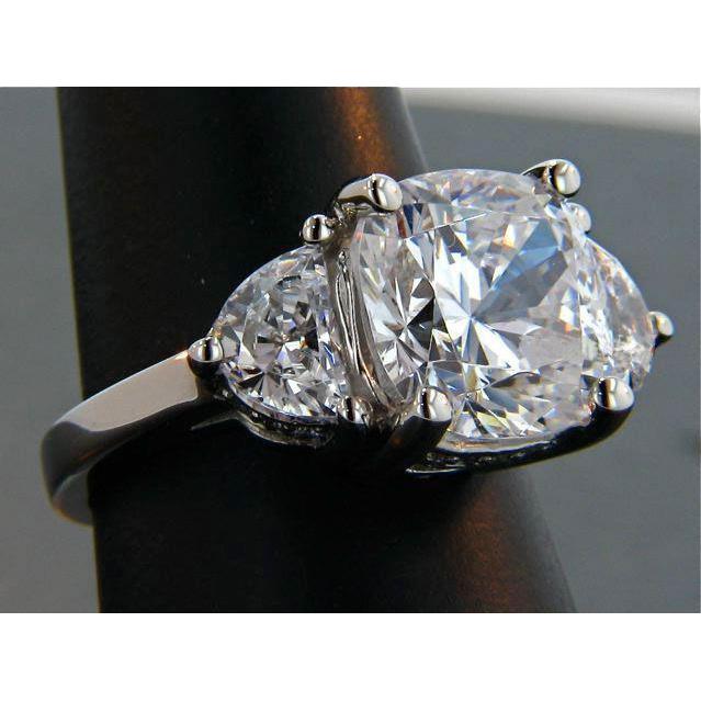 2.15 CT Cushion Half Moon Diamond Royal Engagement Ring, Gold - Size 6.5